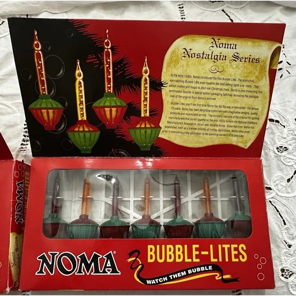 Noma Bubble Lites SET OF TWO 7 Lights in Each Strand Red & Orange - All Working